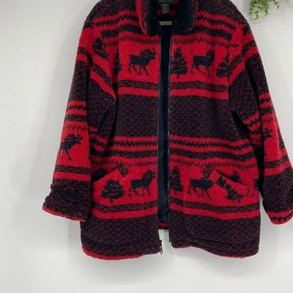 Lane Bryant Sherpa Fleece Zip Up Heavyweight Winter Teddy Jacket Red 14/16 - Picture 6 of 14